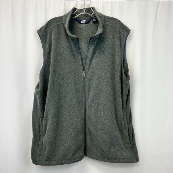 Lands' End Other - Lands End Mens Fleece Jacket Gray Heathered Pockets Half Zip Front XL